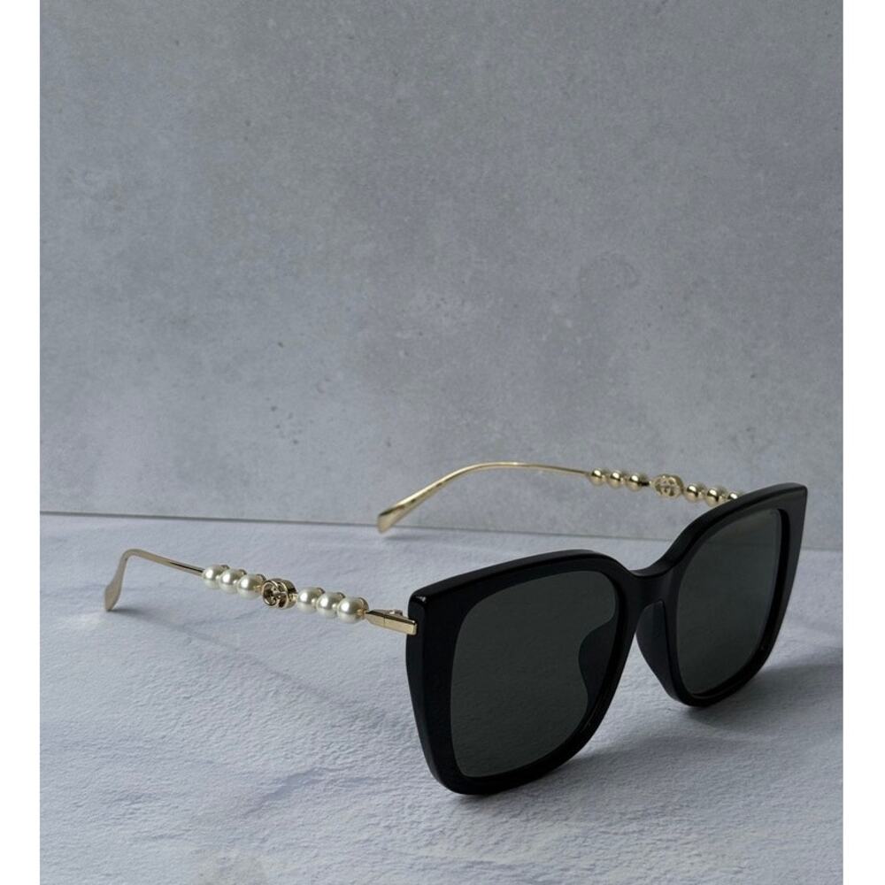 NEW Gucci GG1971SA Square Black Gold Pearl Sunglasses $665